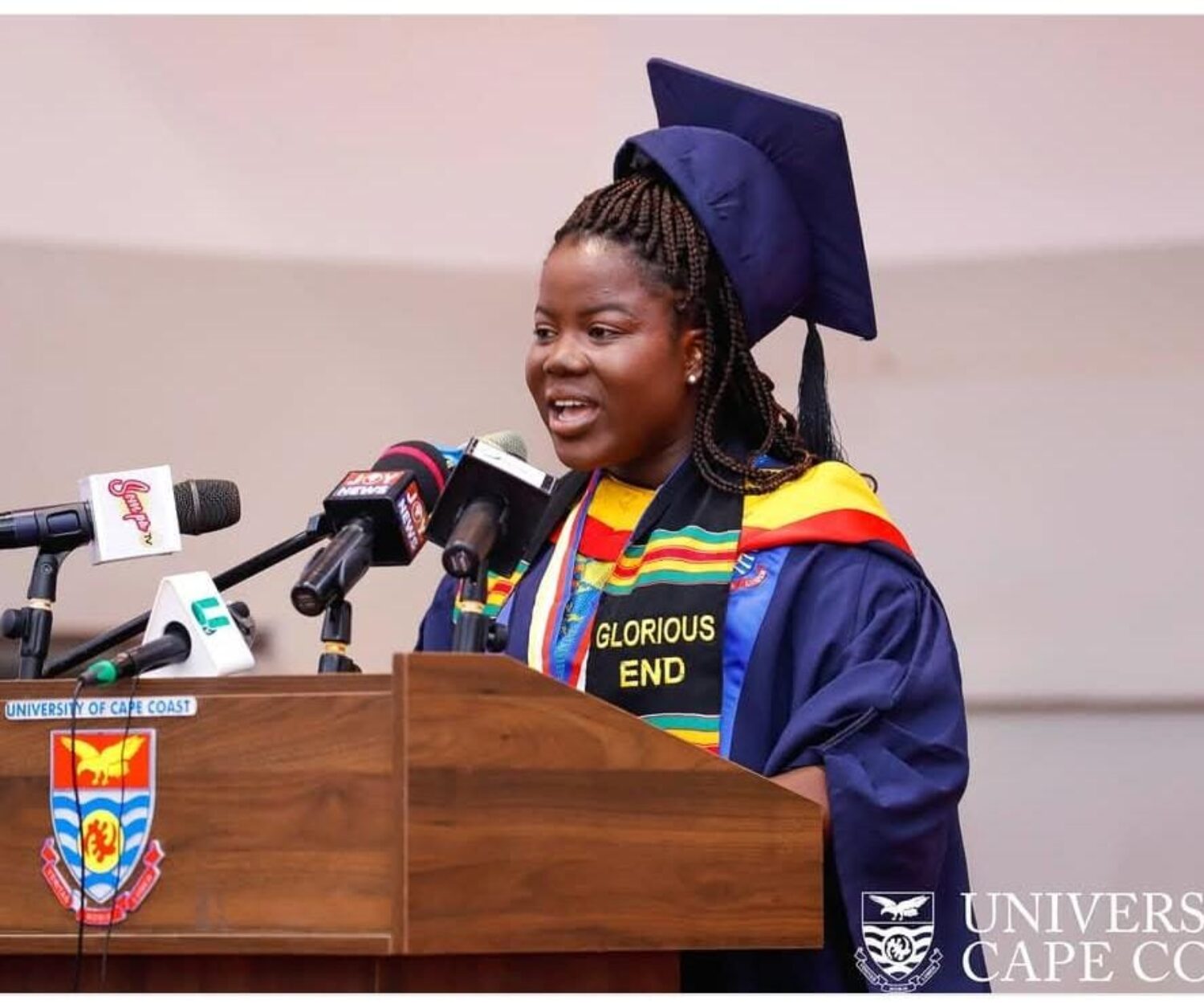 Ms. Gifty delivering her valedictory speech at the 2nd session of the UCC 57th congregation